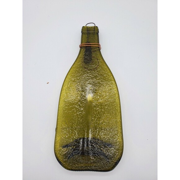 Cheese Plate Green Wine Bottle Serving Dish Spoon Rest Etched Golfer Flattened - Picture 5 of 12